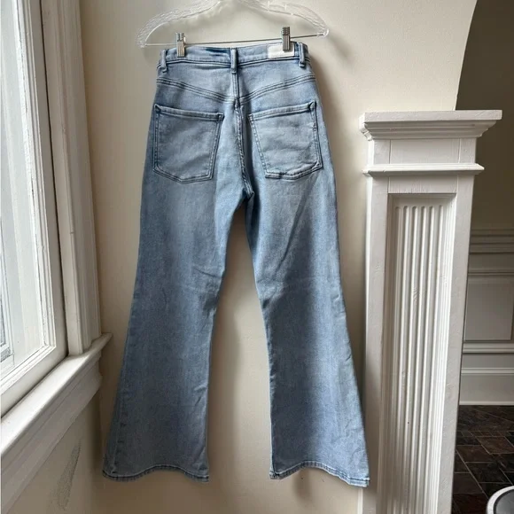 Express Women's Denim Bell Flare High Rise Jeans - Picture 2 of 4